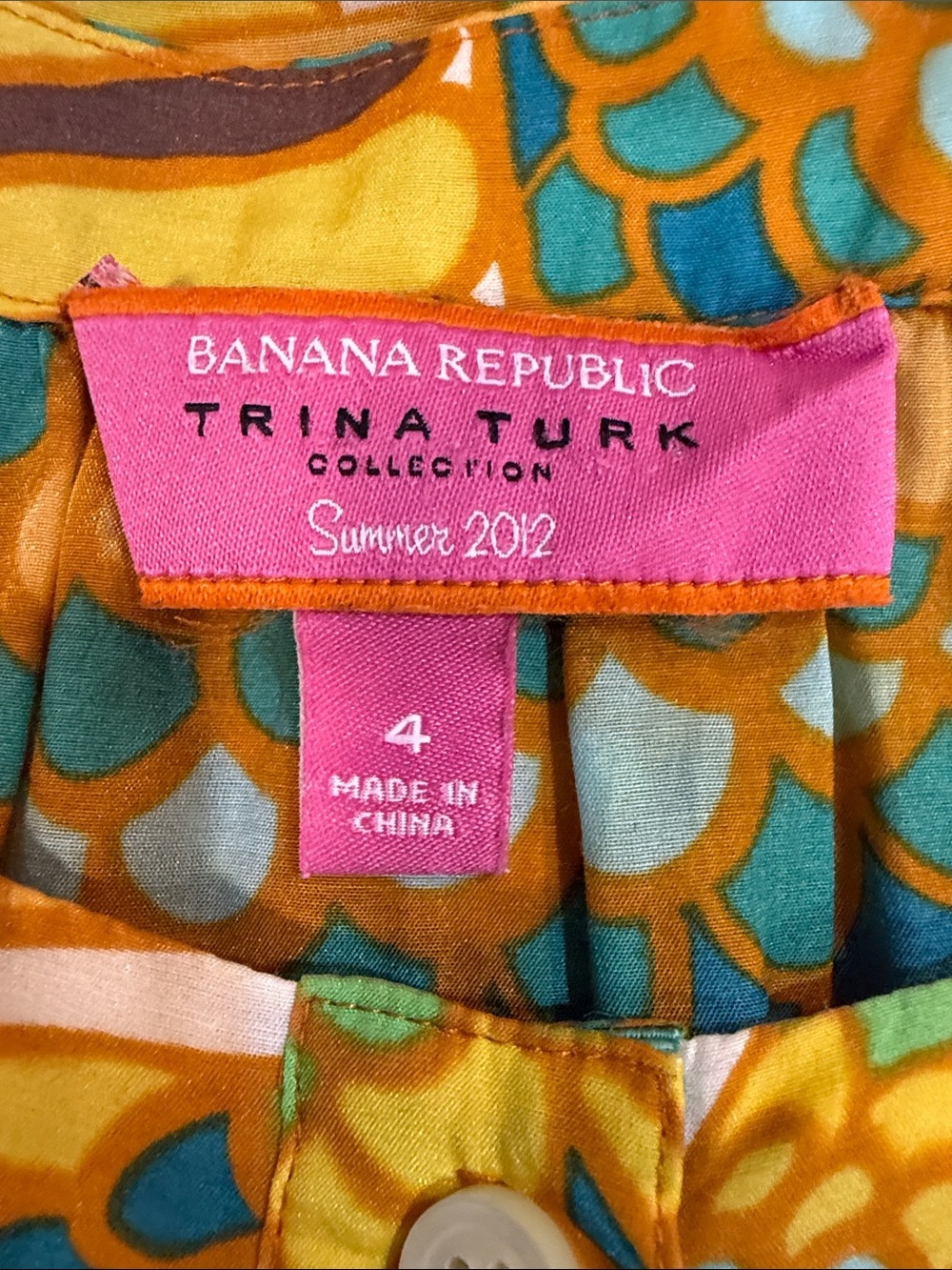 Banana Republic Trina Turk Summer 2012 Silk Blend Tunic Blouse Size 4 - Picture 11 of 14